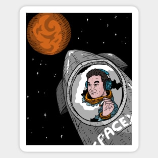 Elon Musk Rides Starship To Mars Fan Artwork Transparent Background Sticker